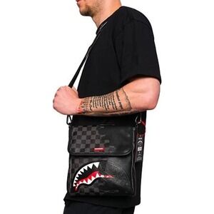 Sprayground Unfinished Shark Sling Bag🔥New Black Check Messenger Bag